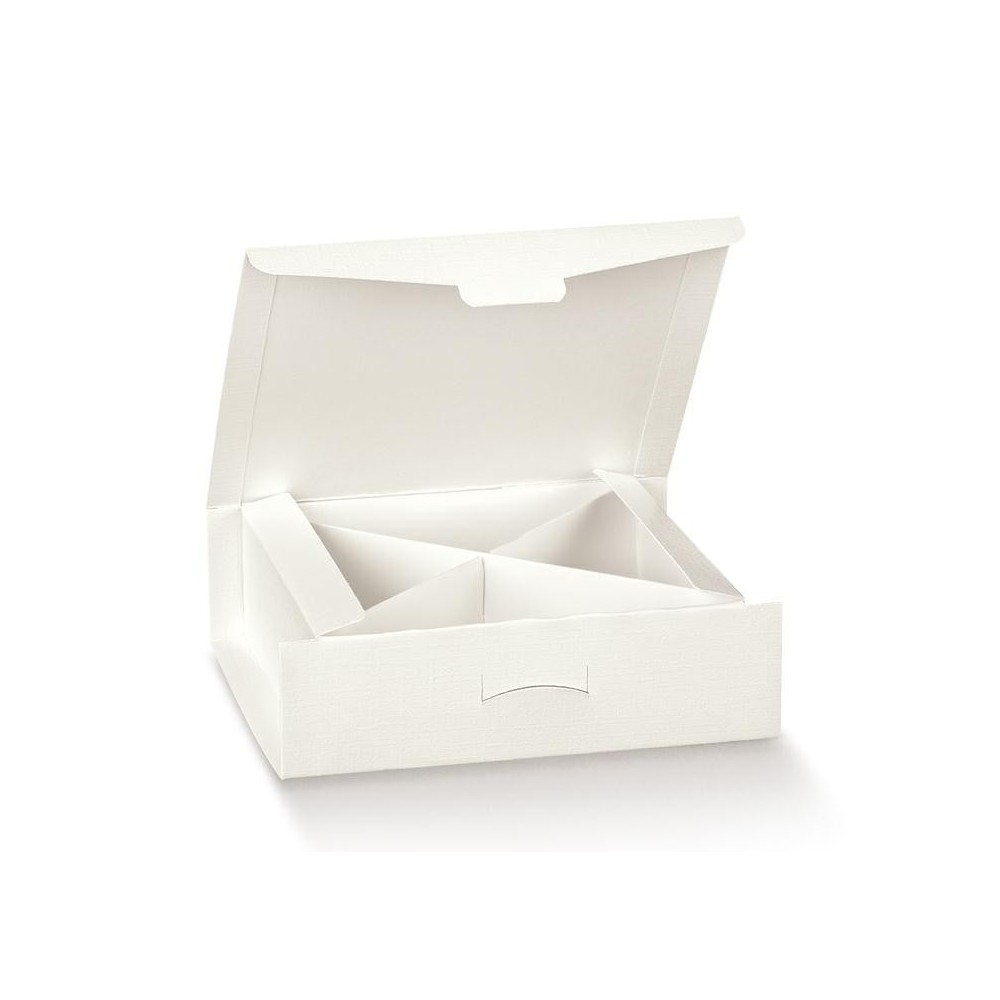 SCATOLA IN CARTONCINO PORTACONFETTI 100X100X40 MM. FIBRA BIANCA